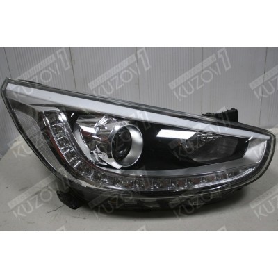 Передняя фара (правая) Линзовая, Светодиодная, Russia, TYC для HYUNDAI ACCENT 2010-2013 - фото